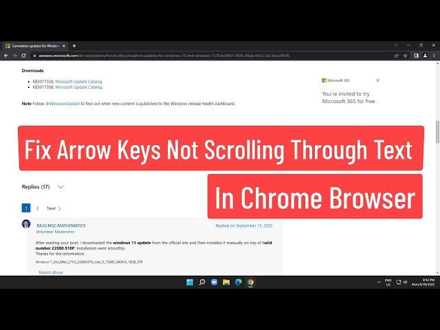 Fix Arrow Keys Not Scrolling Webpages, Navigating Through Text in Chrome Browser