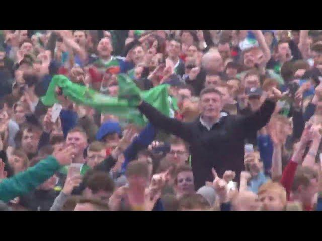 Incredible Atmoshpere ! Northern Ireland fans singing Sweet Caroline   (EURO 2016)