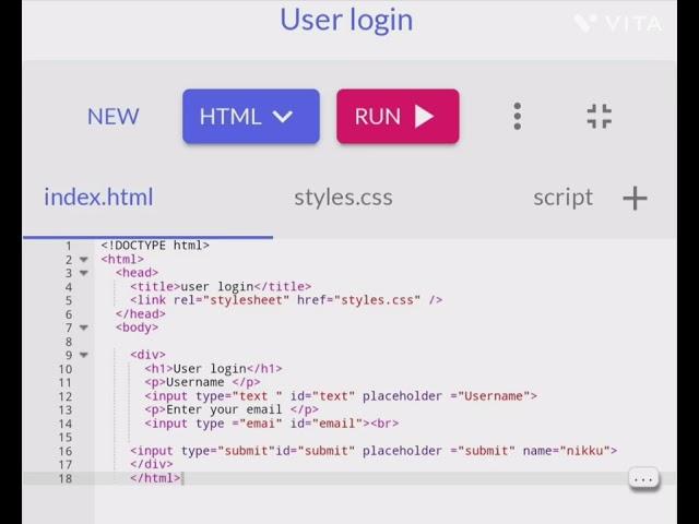 creating a  simple user login  by using   Html, CSS ️️