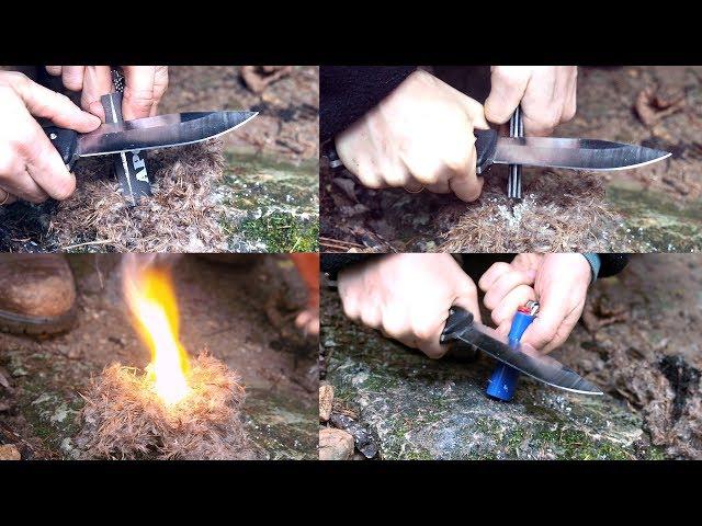 Firesteel vs Magnesium Bar vs Lighter