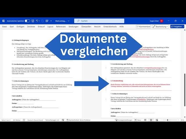 Word Dokumente vergleichen - Änderungen hervorheben [nebeneinander, zusammenführen]