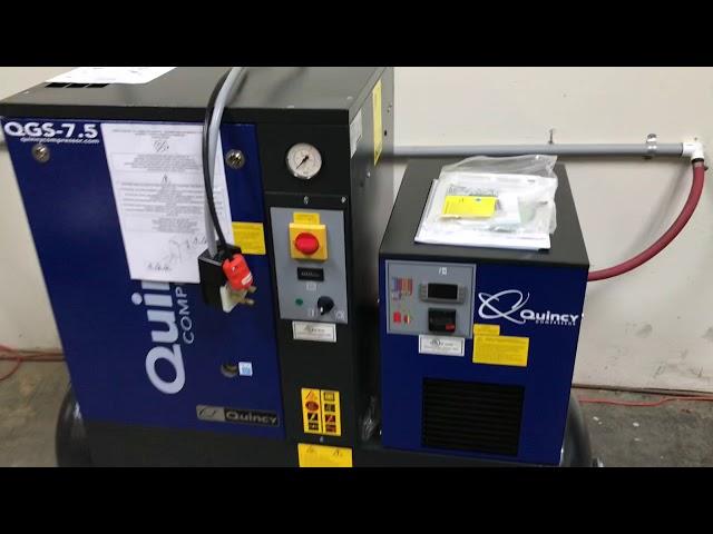 Quincy QGS 7.5 HP rotary screw air compressor with dryer and tank