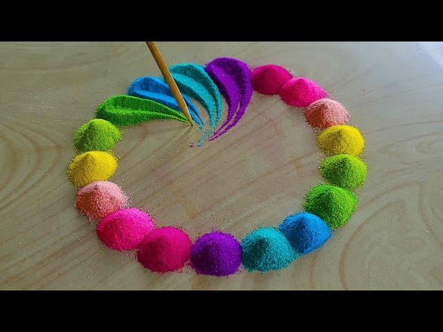 #1912 Satisfying video | Navratri rangoli design | kolam for Diwali | sand art color