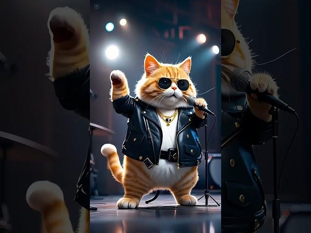 This Cool Ginger Cat Rocks the Stage Like a Star!  #GingerCat #RockStar #CatShorts #CoolCat