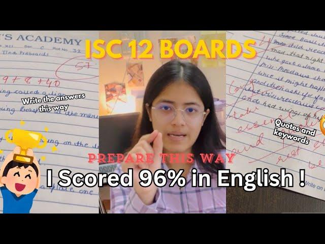 How I scored 96% in English in ISC 12   | Follow this strategy! | BEST TIPS AND TRICKS