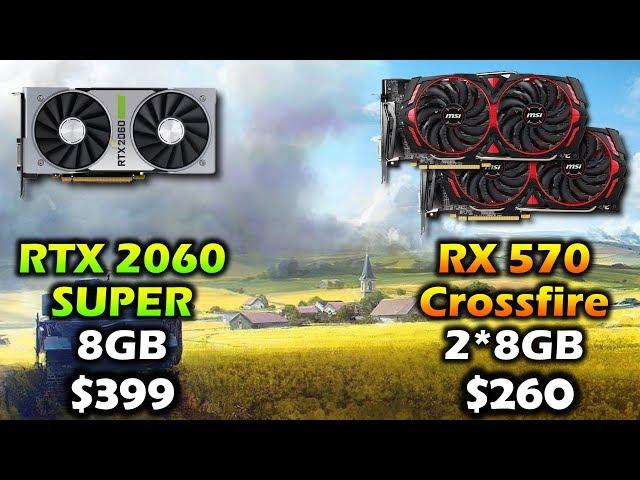 RTX 2060 SUPER 8GB vs RX 570 Crossfire 2*8GB (Supported Games Only) | 1080p 1440p 4K Benchmark