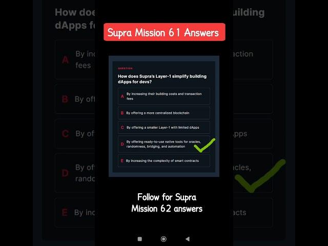 Supra Mission 61 Answers: Ace the SupraOracles Mission 61 Quiz  Supra Airdrop New Update #shorts