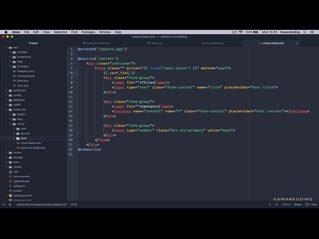 Tutorial CRUD Laravel 5.5 -  03 Create Post [ Membuat Blog Laravel ] (Laravel 5.5.)
