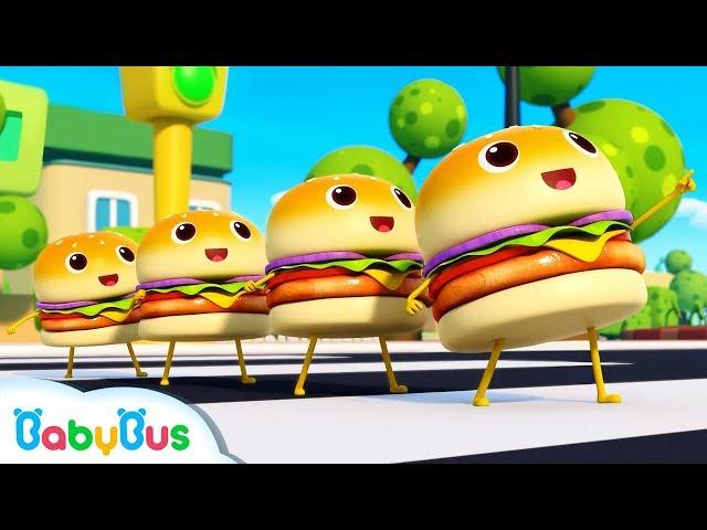 Learn Numbers with Four Little Hamburgers | Color Song | Nursery Rhymes | Kids Songs | BabyBus