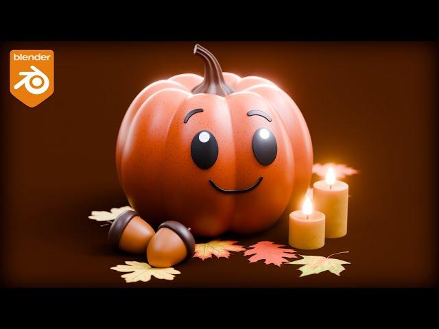 Cute Fall Pumpkin Scene  (Blender Artwork Breakdown)