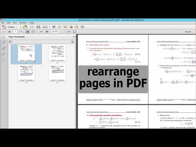 How to rearrange pages in PDF document by using adobe acrobat pro