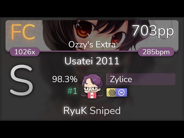 Zylice | IOSYS - Usatei 2011 [Ozzy's Extra] +HDDT 98.3% {#1 703pp FC} - osu!