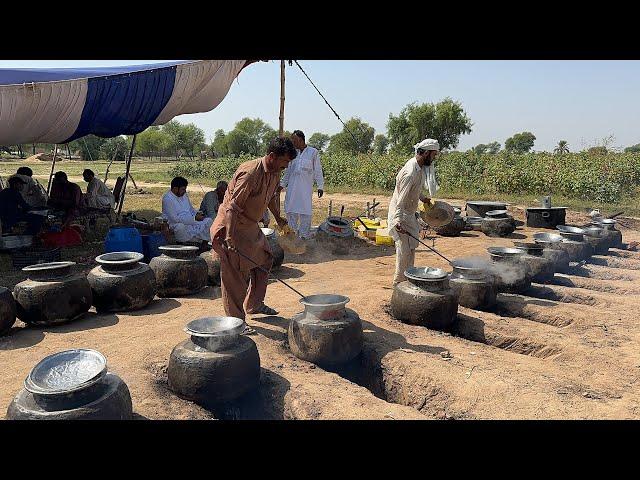 Wedding Food Preparation in Deep Desert | Mutton Qorma and Steam | Beef and Rice for Whole Village