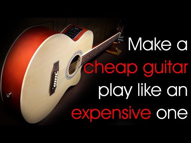 How to make a cheap acoustic guitar play like an expensive guitar.  Upgrade an acoustic guitar