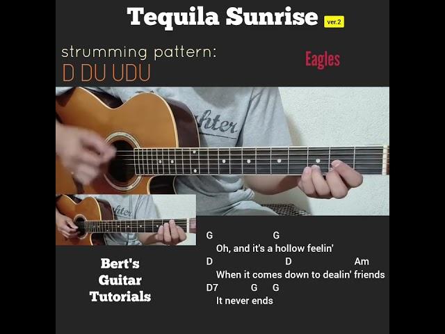 Tequila Sunrise - Eagles ver.2 guitar strumming tutorial with lyrics and chords