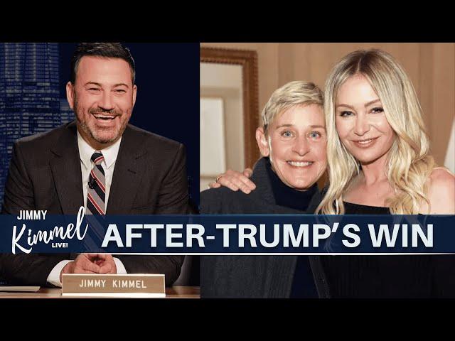 Hilarious! Jimmy Kimmel Roasts Ellen DeGeneres Leaving the U.S. After Trump’s Win