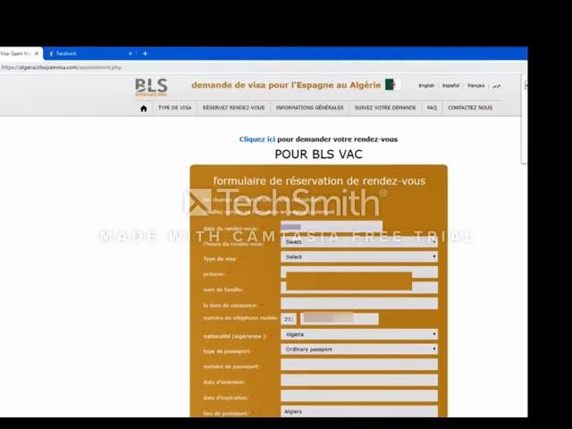 Script  BLS SPAIN VISA ALGÉRIE