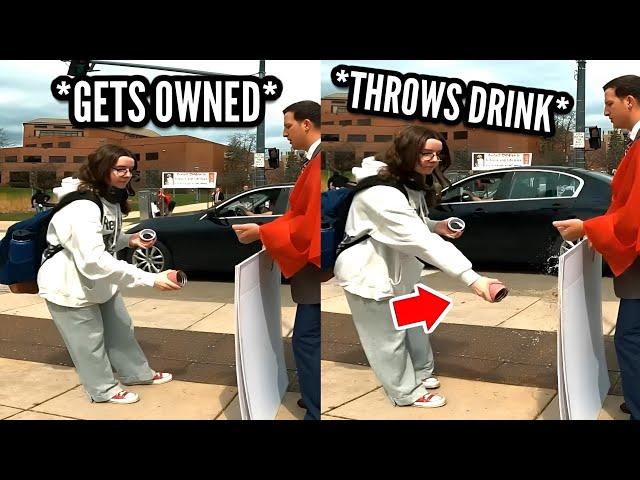 WOKE College Student THROWS Drink On Man And Then This Happens!
