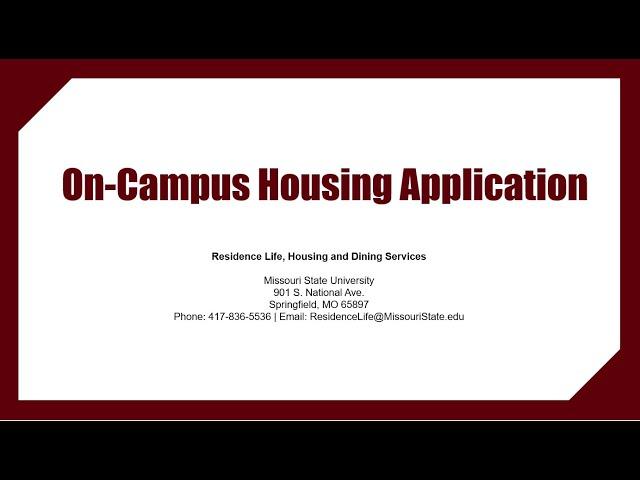 On-Campus Housing Application Details