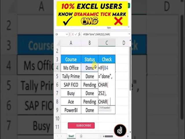 Excel Dynamic tick mark