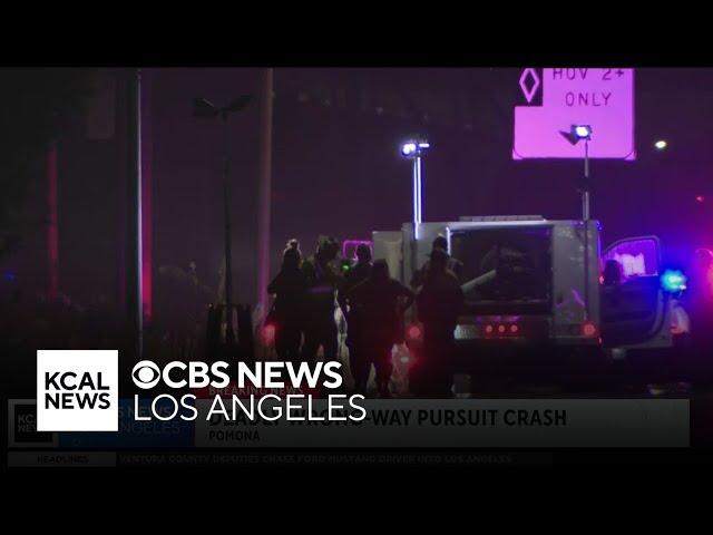 2 dead after violent wrong-way pursuit crash in Pomona