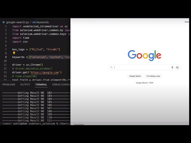 Google Search result scraping using Python, Selenium