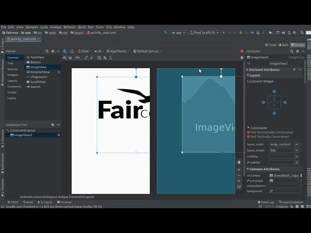 Add constraint on an image view in Android Studio Layout Editor