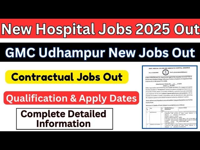 GMC Udhampur New Contractual Jobs Out No Experience Required Health Department Jobs Out  Watch