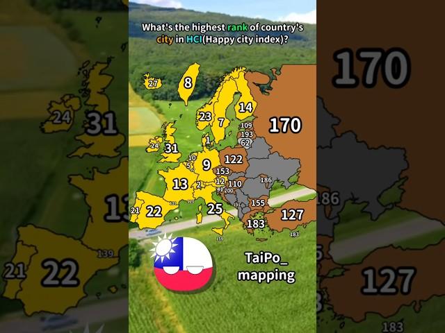 what's the highest rank of country's city in HCI (Happy city index)?