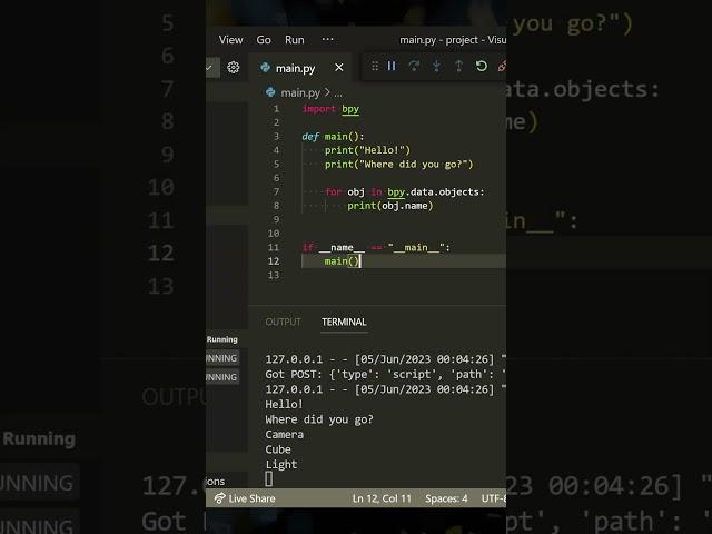 Blender Python VSCode: print() statement output