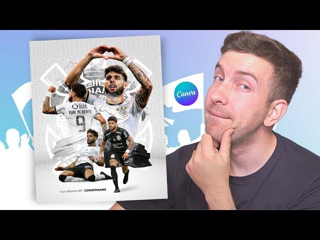 Tutorial de arte SOCIAL MEDIA para FUTEBOL no CANVA  | Post com design e efeitos PROFISSIONAIS