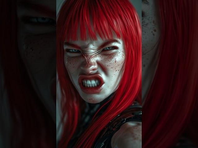 angry red head robot #shorts - https://www.fanvue.com/cyber-crush-333
