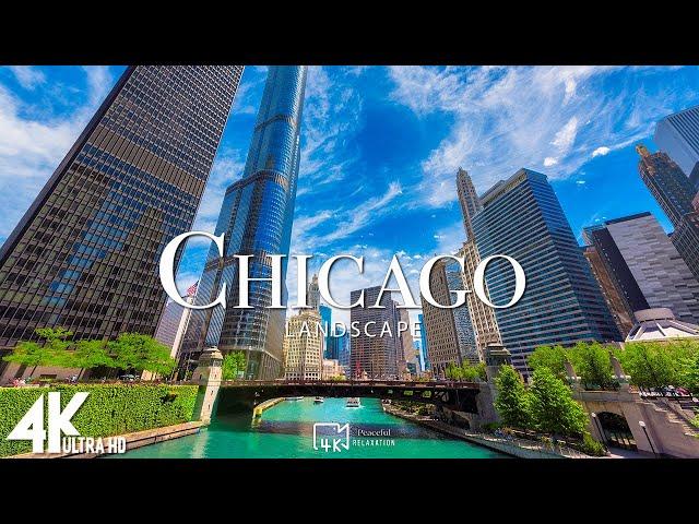 FLYING OVER CHICAGO (4K UHD) - Beautiful Nature Scenery with Relaxing Music | 4K VIDEO ULTRA HD