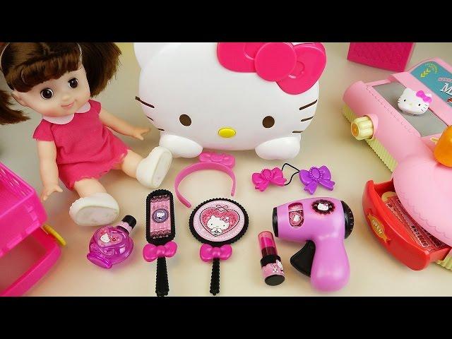 Hello Kitty hair shop mart register and baby doll toys play