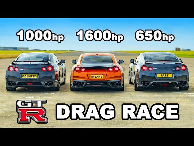 Nissan GT-R 1600hp v 1000hp v 650hp: DRAG RACE