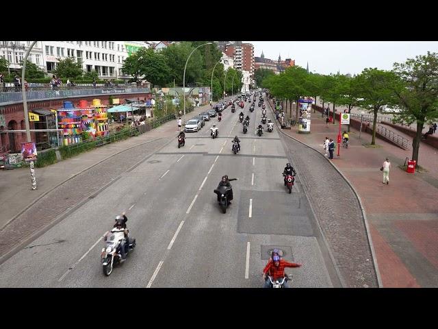 Harley Parade in Hamburg  live  4K May 2023 real sound no cut