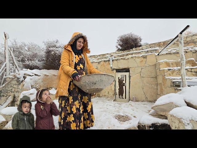 Snowy Day in the Mountains: A Nomadic Lady's Cozy Home in a Magical Cave