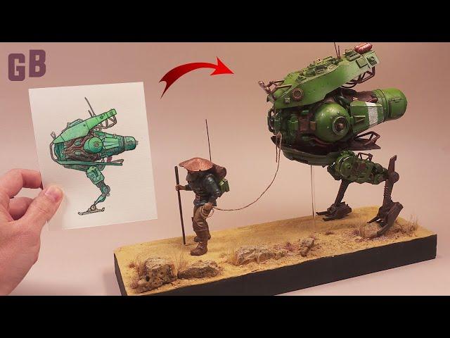 "Little Flea," from concept to model | Beyond the Blight kitbash & story diorama