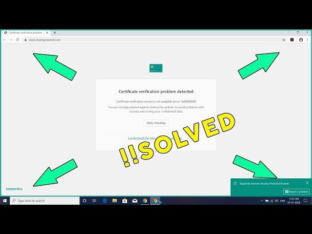 How to Fix Kasperskey Certificate Verification problem | Turn On/Off Kasperskey Safe Money [2020]