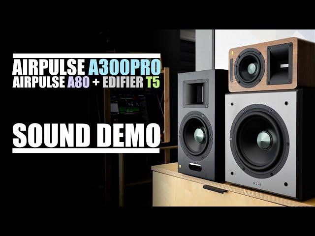 AirPulse A300PRO  vs  AirPulse A80 + Edifier T5 subwoofer  ||  Sound Comparison