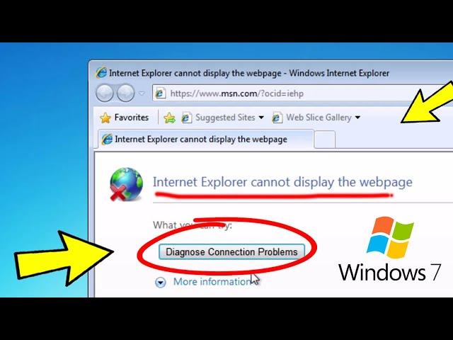 Fix Internet Explorer cannot display the page - Diagnose connection problems Error in Windows 7 