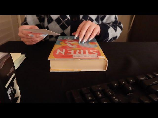 ASMR Library Roleplay Cataloguing Books ️ Plastic Crinkles, Crispy Paper Sounds, Writing, Typing