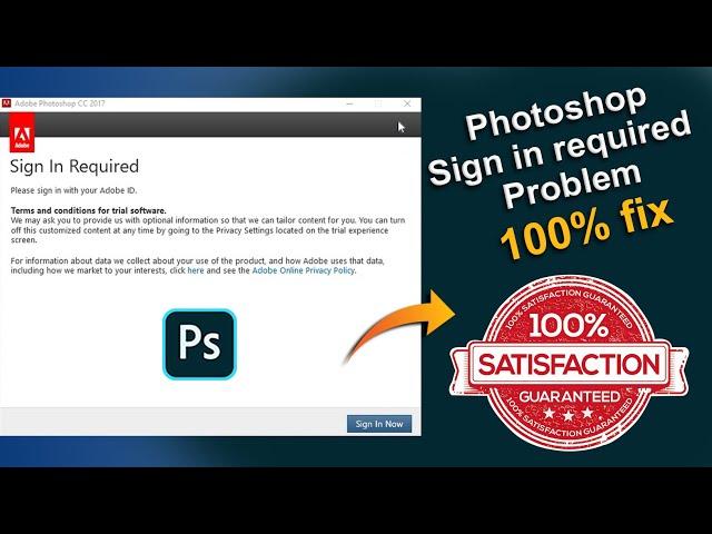 haw to adobe Photoshop sign in required problem 100 fix solution