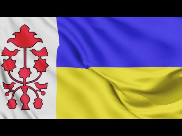 Obuhiv  'UKRAINE' flag waving animation / free 4k stock footage / 3-min loop