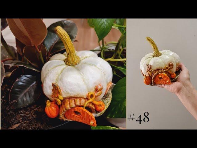 DIY Pumpkin Fairy House Using Jar, Cardboard, Paper, and Homemade Clay Craft Idea