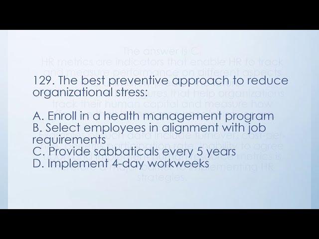 SHRM-CP||SHRM-SCP||PHR||SPHR Certification Exam Prep of 175 Questions & Answers. PART FIVE.