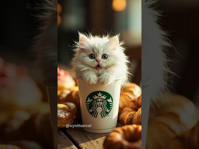 Tiny Cat in a Coffee Cup Sings the CUTEST Song Ever!  #shorts #viralcats #cutecat #ai #shortsfeed