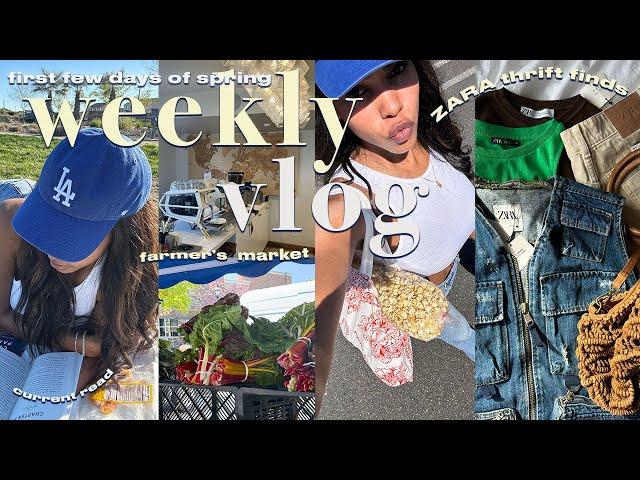 WEEKLY VLOG  | ZARA thrifts + spring days in my life + farmer's market + new skincare