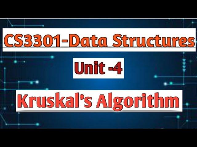 Kruskal's Algorithm in data structures tamil||CS3301||Anna university reg-2021.#cse