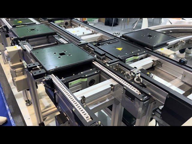 Automated Assembly Line by Vitrans roller chain pallet conveyor transfer system compare to bosch